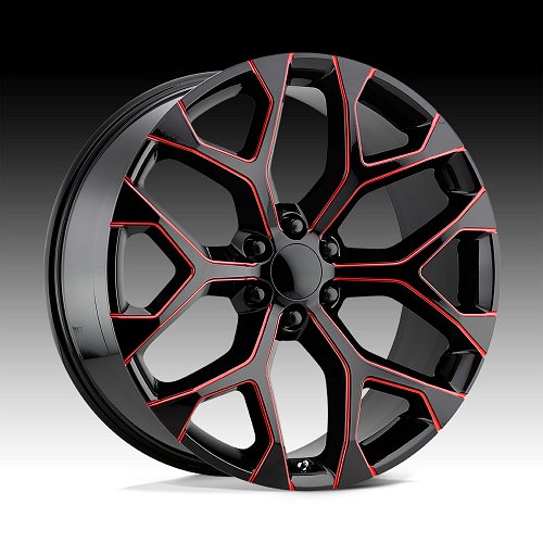 Performance Replicas 176MR PR176 Gloss Black Milled Red Tint Custom Truck Wheels 1